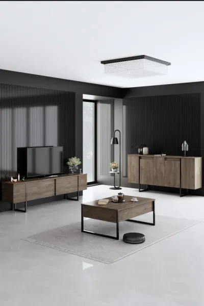 Konzolový stolík Luxe - Walnut, Black