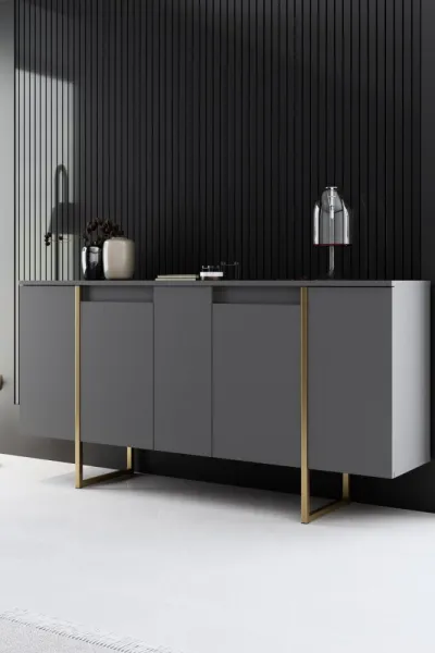 Kalune Design Sada nábytku do obývacího pokoje Luxe antracit/zlatá