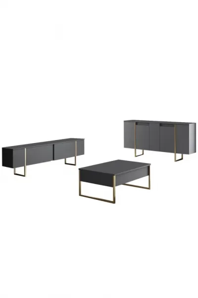 Konzolový stolík Luxe - Anthracite, Gold