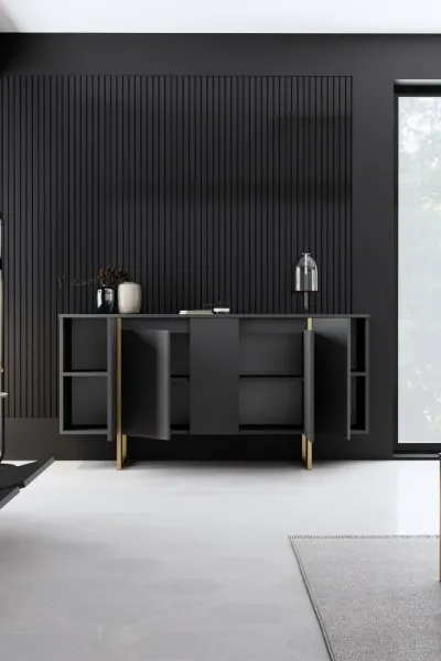 Konzolový stolík Luxe - Anthracite, Gold