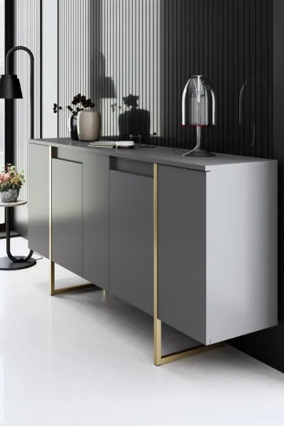 Konzolový stolík Luxe - Anthracite, Gold