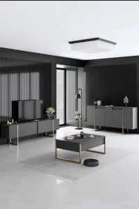 Konzolový stolík Luxe - Anthracite, Gold