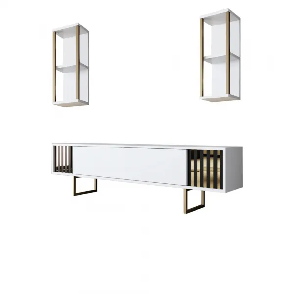 TV skrinka / Obývacia stena Gold Line - White, Black