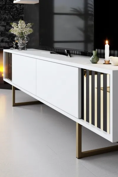 TV skrinka / Obývacia stena Gold Line - White, Black