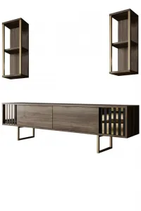 TV skrinka / Obývacia stena Gold Line - Walnut, Black