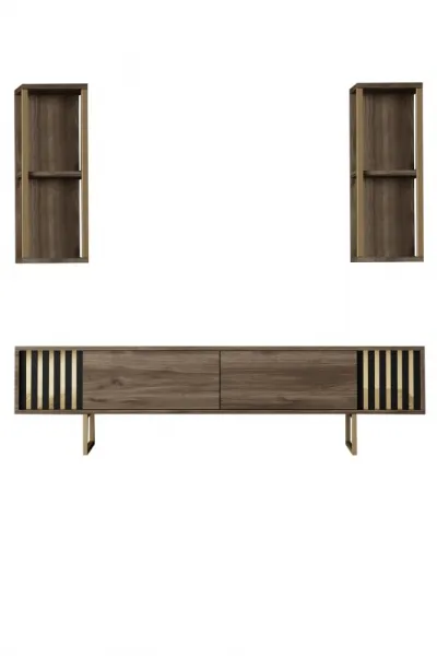 TV skrinka / Obývacia stena Gold Line - Walnut, Black