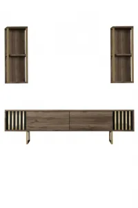 TV skrinka / Obývacia stena Gold Line - Walnut, Black