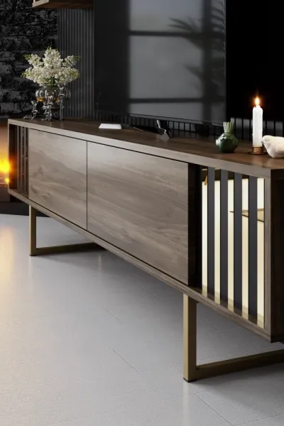 TV skrinka / Obývacia stena Gold Line - Walnut, Black
