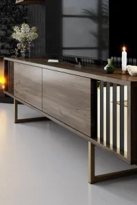 TV skrinka / Obývacia stena Gold Line - Walnut, Black