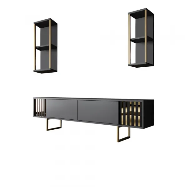 TV skrinka / Obývacia stena Gold Line - Anthracite, Black