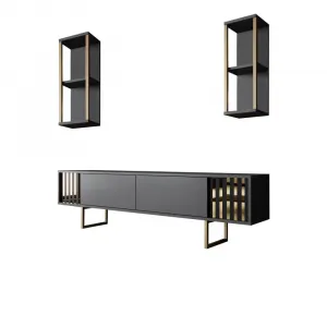 TV skrinka / Obývacia stena Gold Line - Anthracite, Black