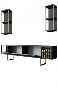 TV skrinka / Obývacia stena Gold Line - Anthracite, Black