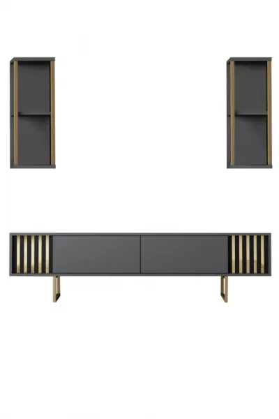 TV skrinka / Obývacia stena Gold Line - Anthracite, Black