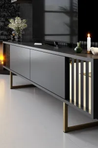 TV skrinka / Obývacia stena Gold Line - Anthracite, Black
