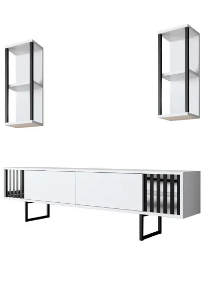 TV skrinka / Obývacia stena Chrome Line - White, Black