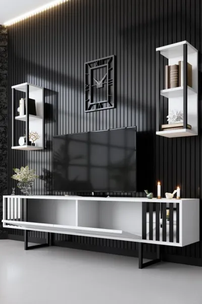 TV skrinka / Obývacia stena Chrome Line - White, Black