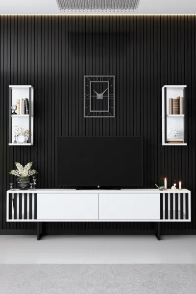 TV skrinka / Obývacia stena Chrome Line - White, Black