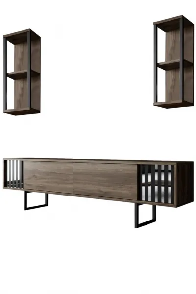 TV skrinka / Obývacia stena Chrome Line - Walnut, Black