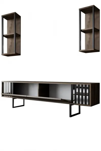 TV skrinka / Obývacia stena Chrome Line - Walnut, Black