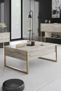 Living Room Furniture Set Luxe Set - Travertine, Gold