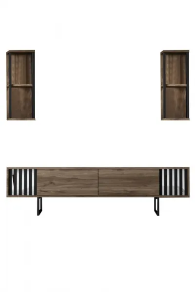 TV skrinka / Obývacia stena Chrome Line - Walnut, Black