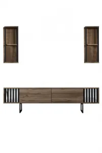 TV skrinka / Obývacia stena Chrome Line - Walnut, Black