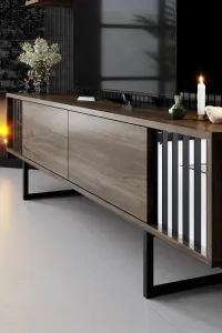 TV skrinka / Obývacia stena Chrome Line - Walnut, Black