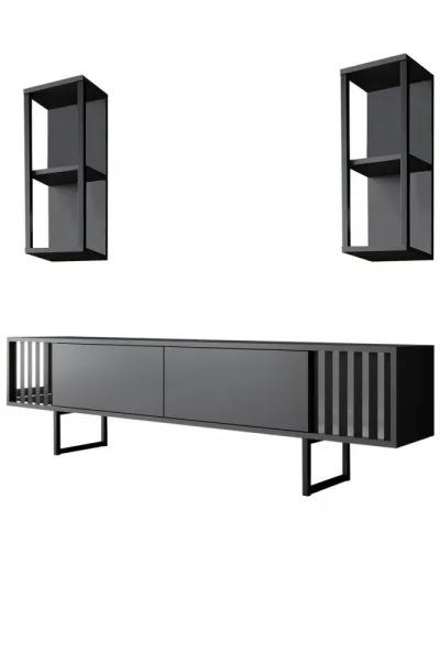 TV skrinka / Obývacia stena Chrome Line - Anthracite, Black