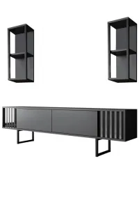 TV skrinka / Obývacia stena Chrome Line - Anthracite, Black