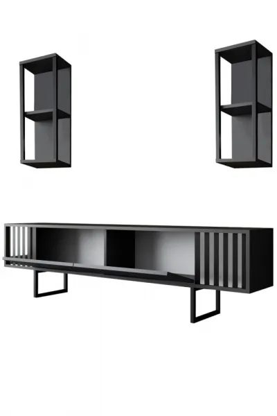 TV skrinka / Obývacia stena Chrome Line - Anthracite, Black