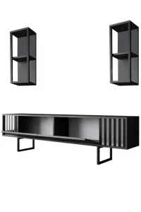 TV skrinka / Obývacia stena Chrome Line - Anthracite, Black