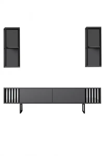 TV skrinka / Obývacia stena Chrome Line - Anthracite, Black