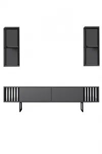 TV skrinka / Obývacia stena Chrome Line - Anthracite, Black