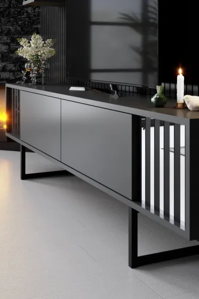 TV skrinka / Obývacia stena Chrome Line - Anthracite, Black