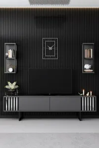 TV skrinka / Obývacia stena Chrome Line - Anthracite, Black