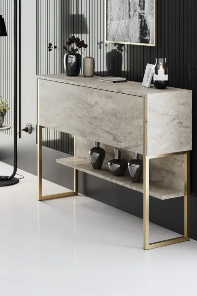 Komoda Luxe - Travertine, Gold