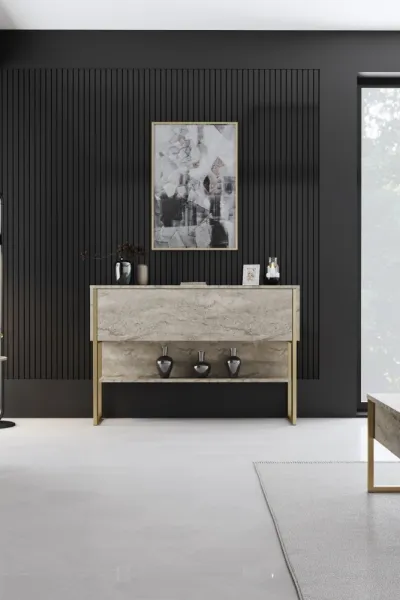 Komoda Luxe - Travertine, Gold