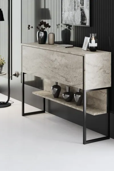 Komoda Luxe - Travertine, Black