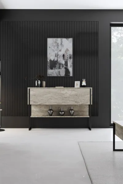 Komoda Luxe - Travertine, Black
