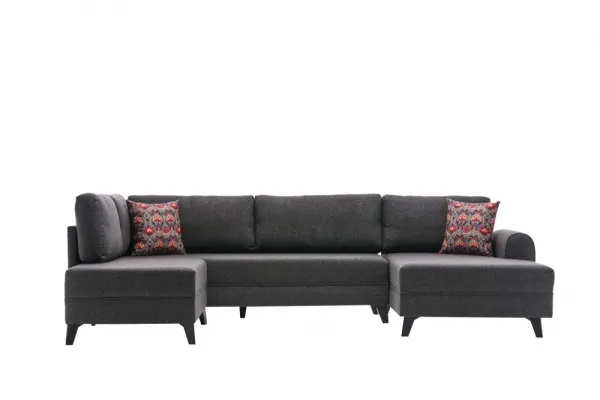 Hanah Home Rohová rozkládací sedací souprava Belen 300 cm antracitová