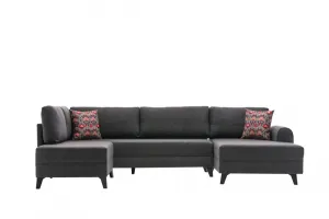 Hanah Home Rohová rozkládací sedací souprava Belen 300 cm antracitová