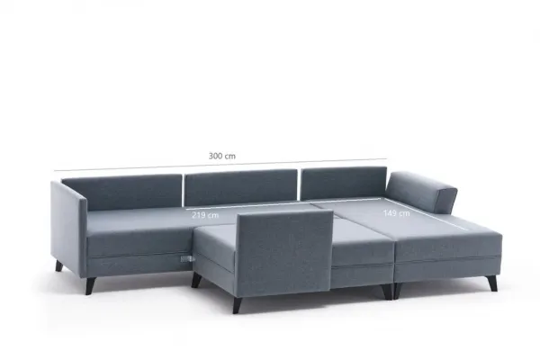 Hanah Home Rohová rozkládací sedací souprava Belen 300 cm antracitová