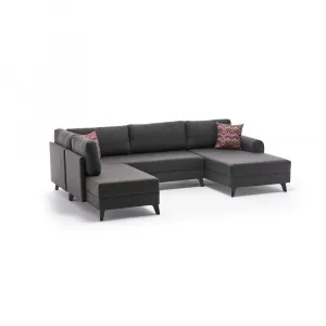 Hanah Home Rohová rozkládací sedací souprava Belen 300 cm antracitová