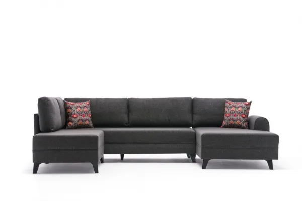 Hanah Home Rohová rozkládací sedací souprava Belen 300 cm antracitová