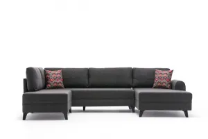 Hanah Home Rohová rozkládací sedací souprava Belen 300 cm antracitová