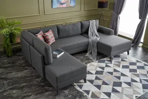 Hanah Home Rohová rozkládací sedací souprava Belen 300 cm antracitová