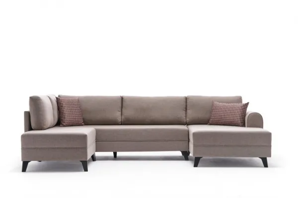 Hanah Home Rohová rozkládací sedací souprava Belen 300 cm krémová