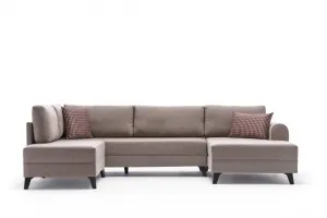 Hanah Home Rohová rozkládací sedací souprava Belen 300 cm krémová