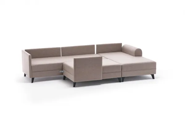 Hanah Home Rohová rozkládací sedací souprava Belen 300 cm krémová