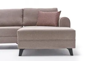 Hanah Home Rohová rozkládací sedací souprava Belen 300 cm krémová